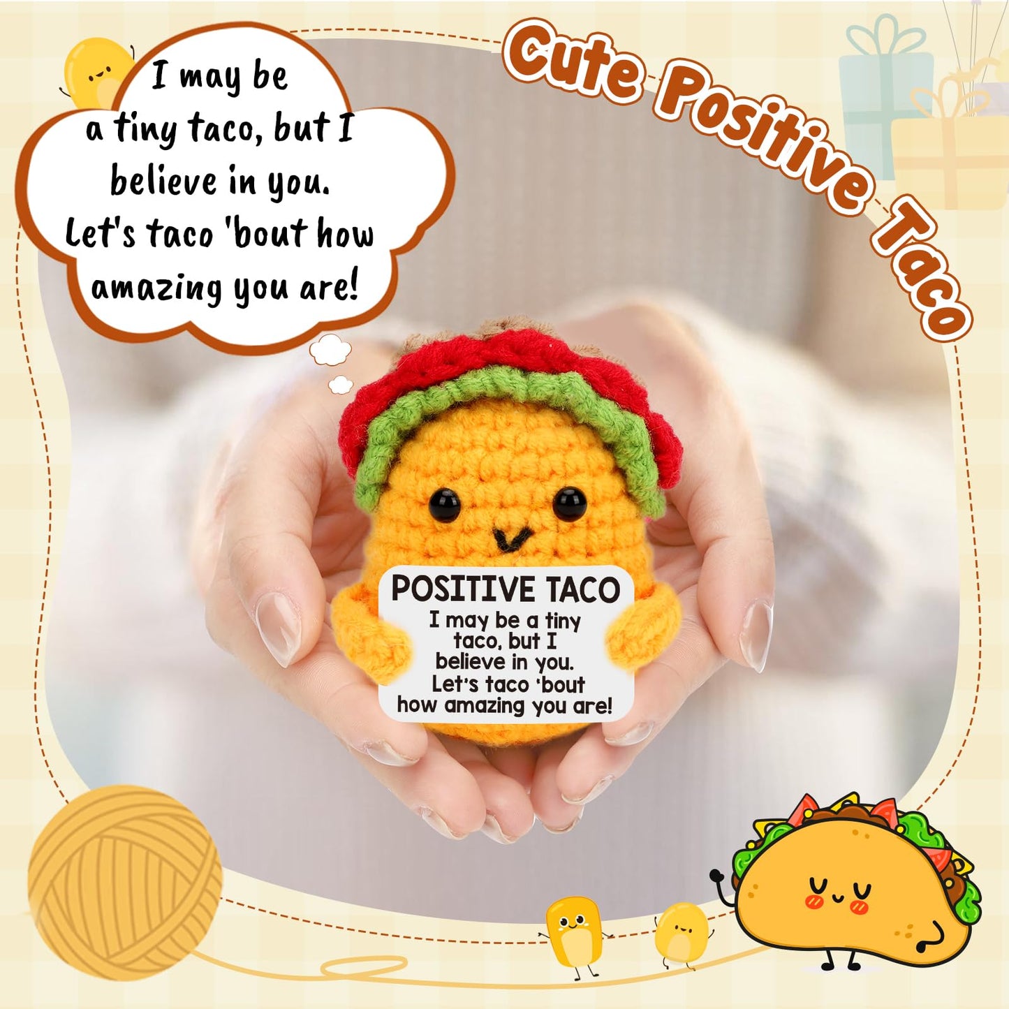 TuSuQing Graduation Gifts for Teens Boys Girls Kids Teacher Positive Crochet Taco Animals Women Birthday Gifts Friends Sister Relaxation Self Care Get Well
