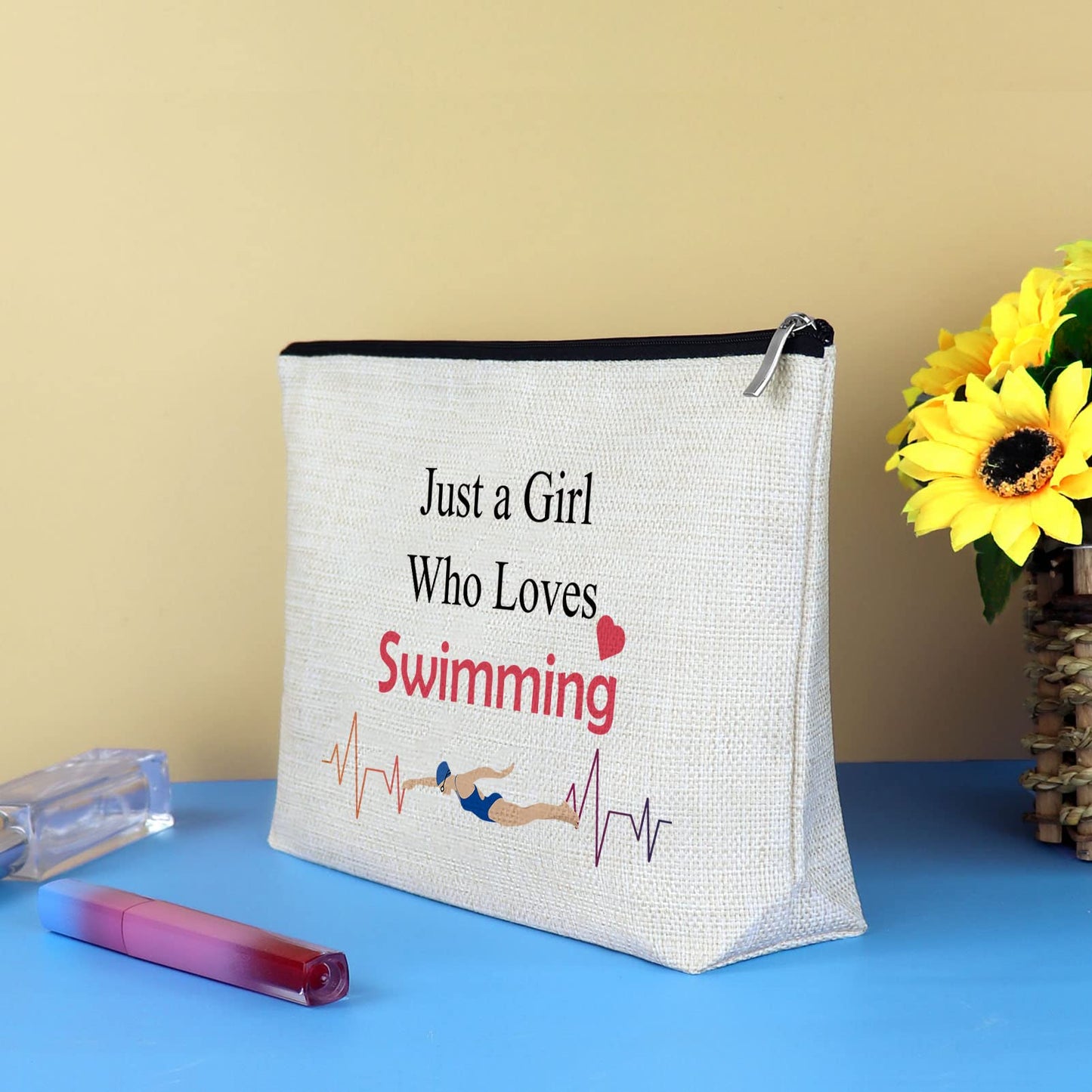 Girl Swimmer Gifts Makeup Bag Swim Lover Gift Swimming Team Gift Cosmetic Bags Birthday Christmas Graduation Gifts for Girl Women Swimmer Swim Lover Daughter Friends Travel Toiletry Pouch