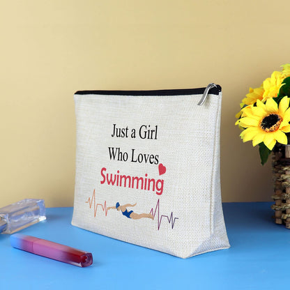 Girl Swimmer Gifts Makeup Bag Swim Lover Gift Swimming Team Gift Cosmetic Bags Birthday Christmas Graduation Gifts for Girl Women Swimmer Swim Lover Daughter Friends Travel Toiletry Pouch