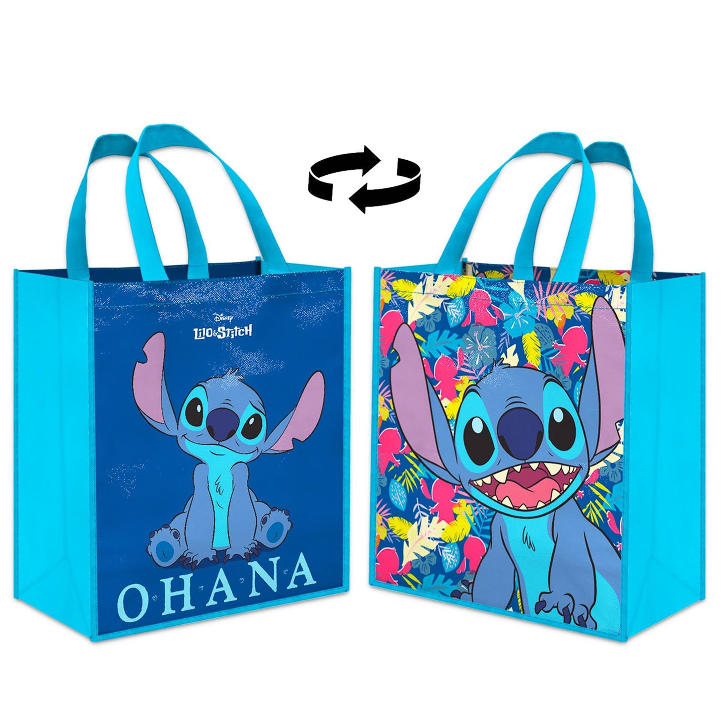Disney Stitch Tote Bag Bundle Lilo and Stitch Accessories - 3 Pc Stitch Grocery Bag Set Stickers, More | Stitch Reusable Bags