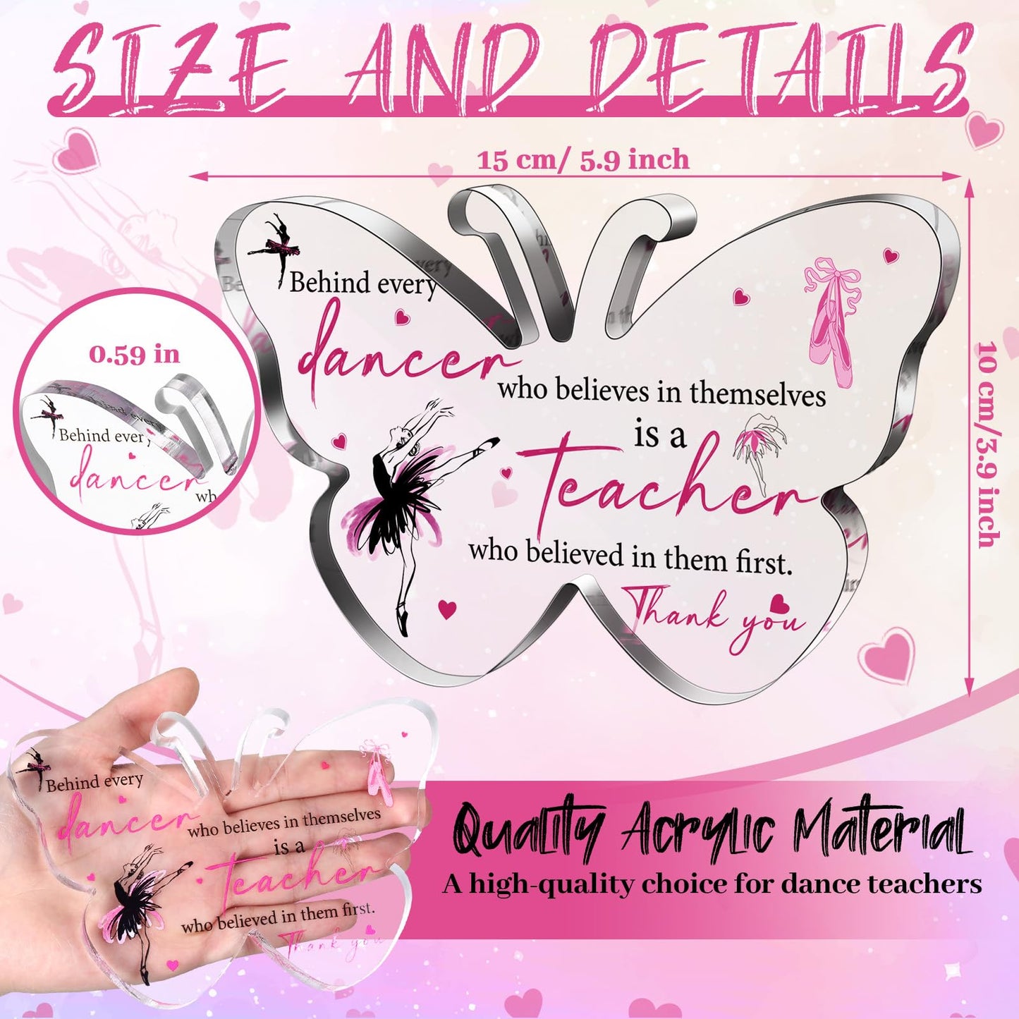 Dancer Teacher Appreciation Gifts for Women Acrylic Graduation Thank You Teacher Gift from Student End of Year Present for Office Desk Decor Paperweight Keepsake
