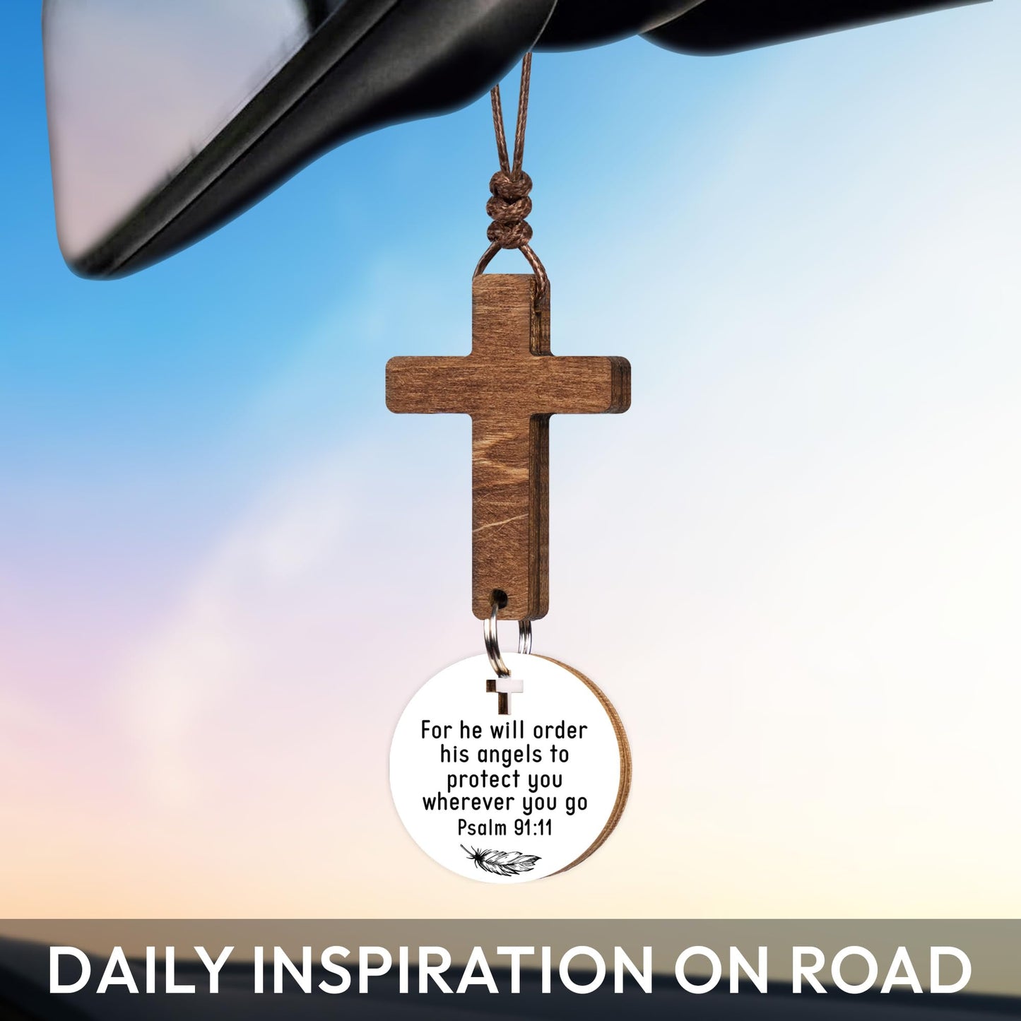Cross for Car Mirror Hanging, Christian Gifts for Men, Daily Bible Verse Car Cross Hanging Accessories, Christian Car Accessories, Jesus Religious Gifts, for Dad, Father, Men, Husband