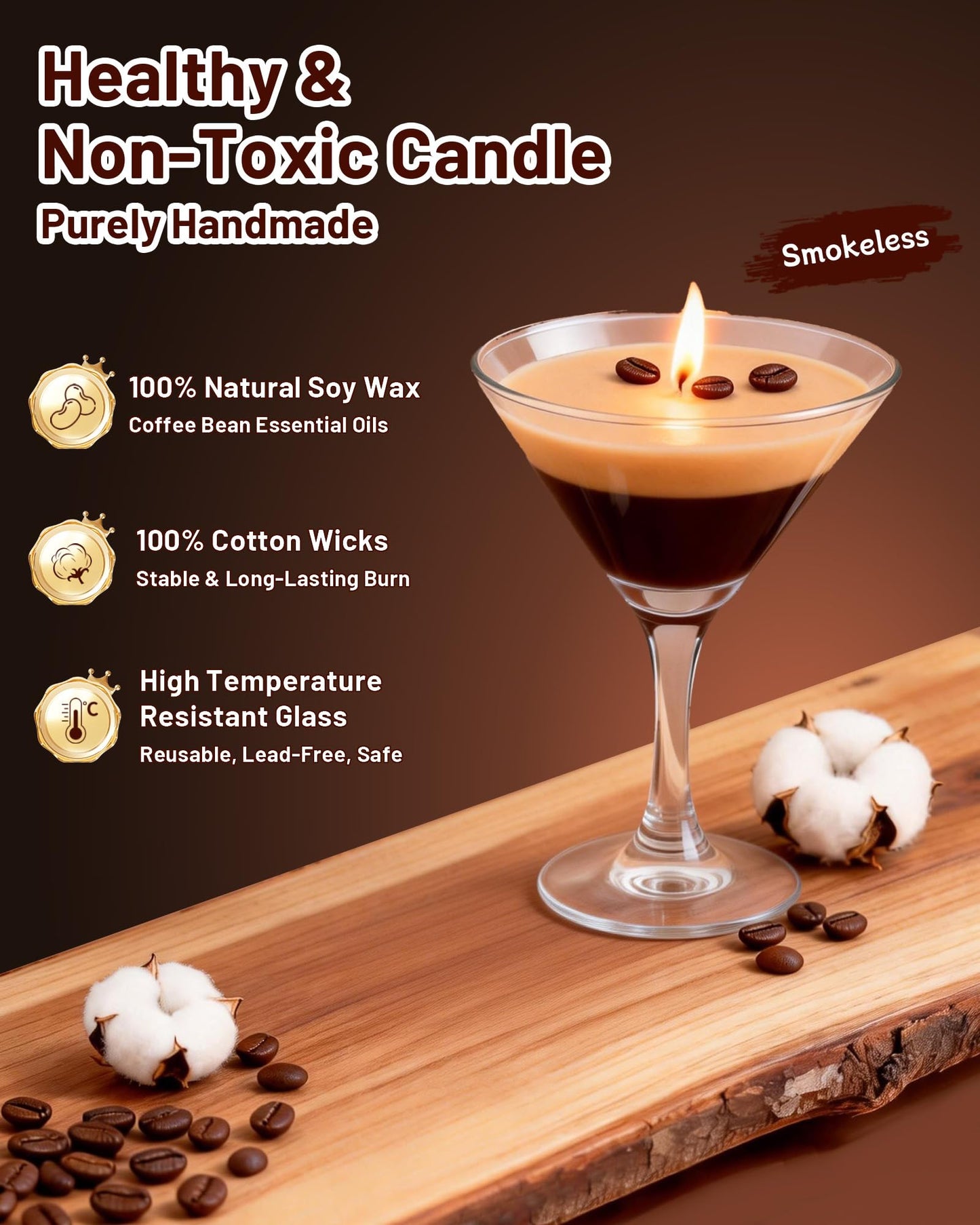 Espresso Martini Candle Gifts for Women Men, Coffee Themed Unique Gift for Espresso Lovers, Soy Wax Candles Kit for Coffee Bar, Home Decor for Mother, Birthday, Christmas, Halloween