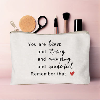 You Are Strong Brave Amazing Reminder Gift Makeup Bag Affirmation Gifts Positive Thoughtful Gifts Inspirational Gift for Daughter Travel Bag Graduation Gifts