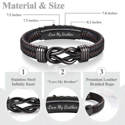EFVISD Infinity Leather Bracelet for Men Him Boys, Engraved Love You Son Grandson Nephew Brother Dad Husband Uncle Christmas Valentines Fathers Birthday Easter Graduation Gifts