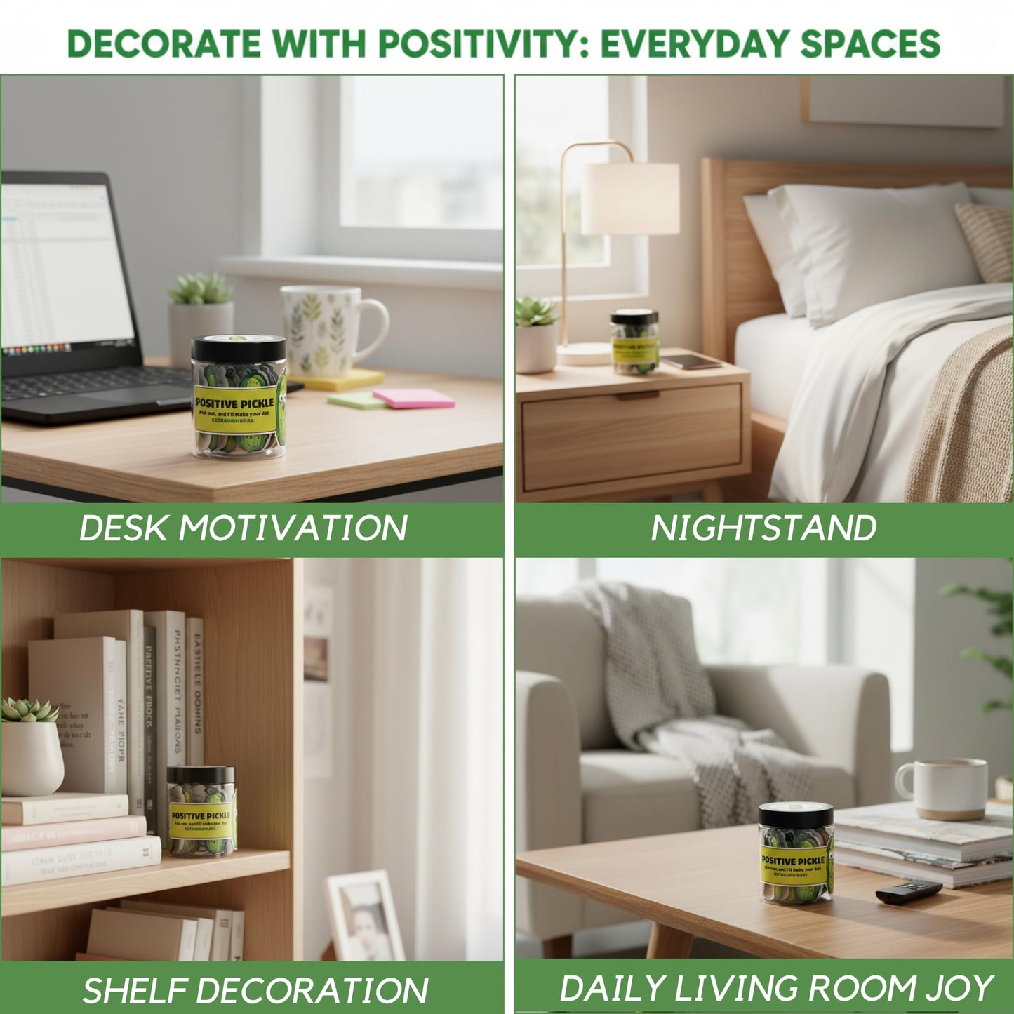 DEARMINE 60 Positive Pickle Cards Jar, Graduation Gifts, Mothers Day Birthday Gifts for Mom, Women, Coworkers, Adults, Teachers, Friends, Teen Boys, Teen Girl Gifts Trendy Stuff