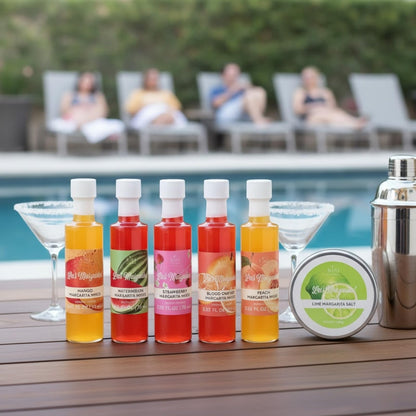 Cocktails, Margarita Mixer Gift Set – 6 Set, Easy-Mix Variety Fruity Drink Mixes & Lime Rimming Salt | Premium Bar Essentials, Home Entertaining | Fun, Vegan and Vegetarian, Party Gift Cocktail Lovers
