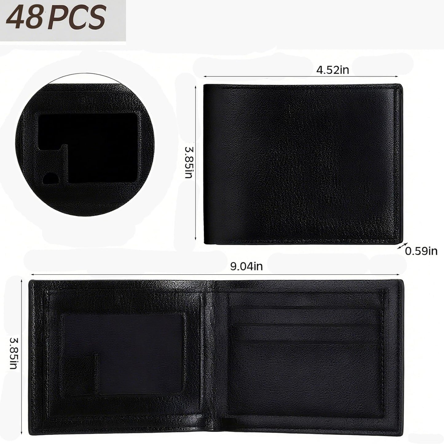 48 Pcs Leather Wallet for Men Bulk -Thank You Gifts for Employees Appreciation-Christmas Gift for Coworkers Men Father's Day (Brown)