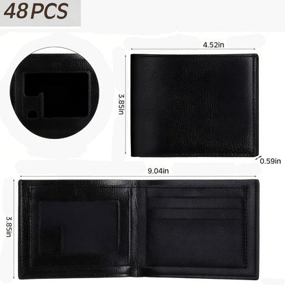 48 Pcs Leather Wallet for Men Bulk -Thank You Gifts for Employees Appreciation-Christmas Gift for Coworkers Men Father's Day (Brown)