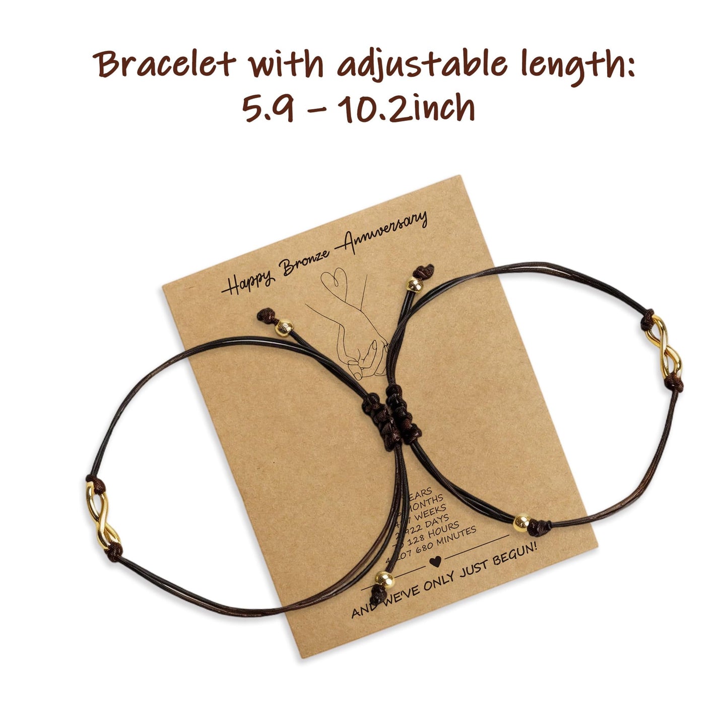 Glowvibe Bronze 8th Anniversary Wedding Gifts,Matching Bracelets For Couple 8th Anniversary Present for Him and Her Bracelets Infinity Knot