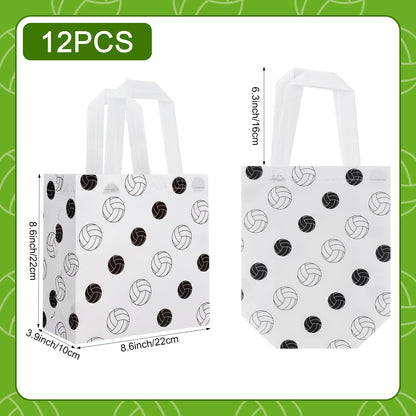 Hxezoc 12 Pieces Volleyball Gift Bags with Handle, Reusable Non Woven Treat Goodie Bag Sport Favor Bags For Volleyball Theme Birthday Party Decoration Supplies