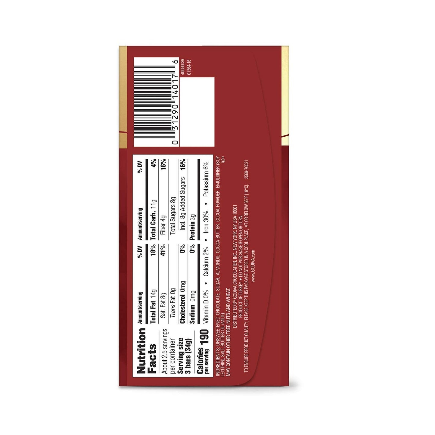 Godiva Roasted Almond Dark Chocolate Mini Bars, Individually Wrapped Snacks, Rich Dark Chocolate with Crunchy Almond Pieces, Shareable & On-the-Go Treat, 12 Ct, 8pc each