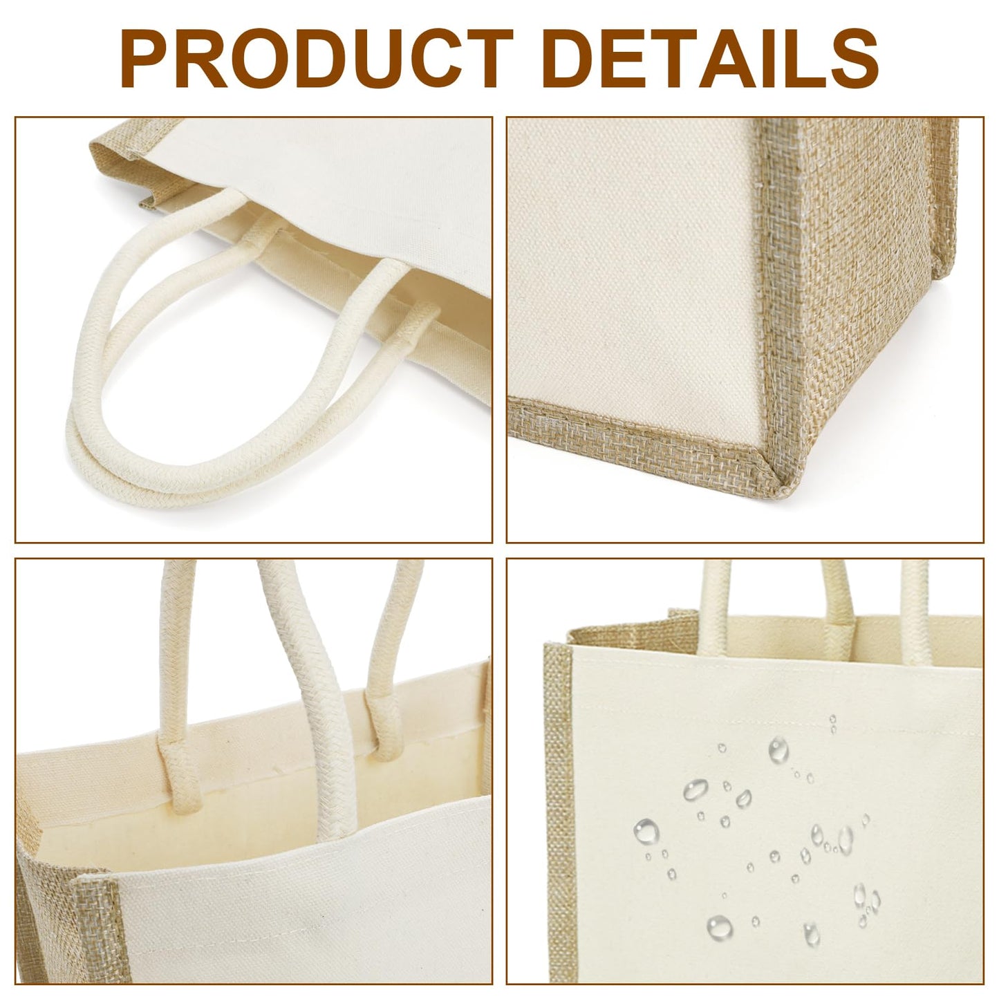 SOUJOY 6 Pack Burlap Tote Bags, Reusable Jute Gift Tote with Handles, Small Beach Bags, Canvas Grocery Shopping Tote for Bridesmaid, DIY, Shopping, Pool, Wedding Bag