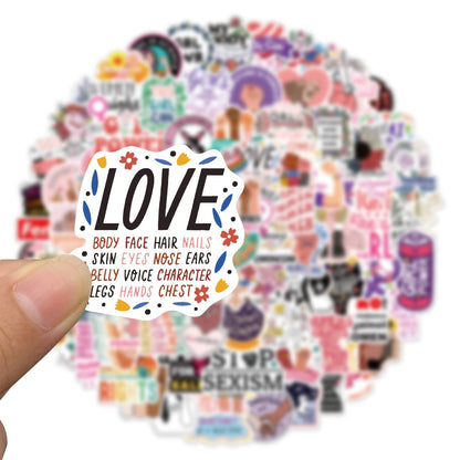 100Pcs Inspirational Feminist Stickers Pack,Girl Power Rights Feminism Colorful Vinyl Sticker,Laptop Water Bottle Phone Skateboard Stickers Decals for Women Ladies Girls