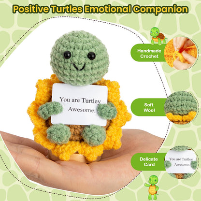 Positive Handmade Mini Turtle Sunflower Crochet: Funny Gift for All Ages (Women, Men, Grandkids) – Great for Valentines Day Gifts, Birthdays, Secret Santa & Mom Gifts