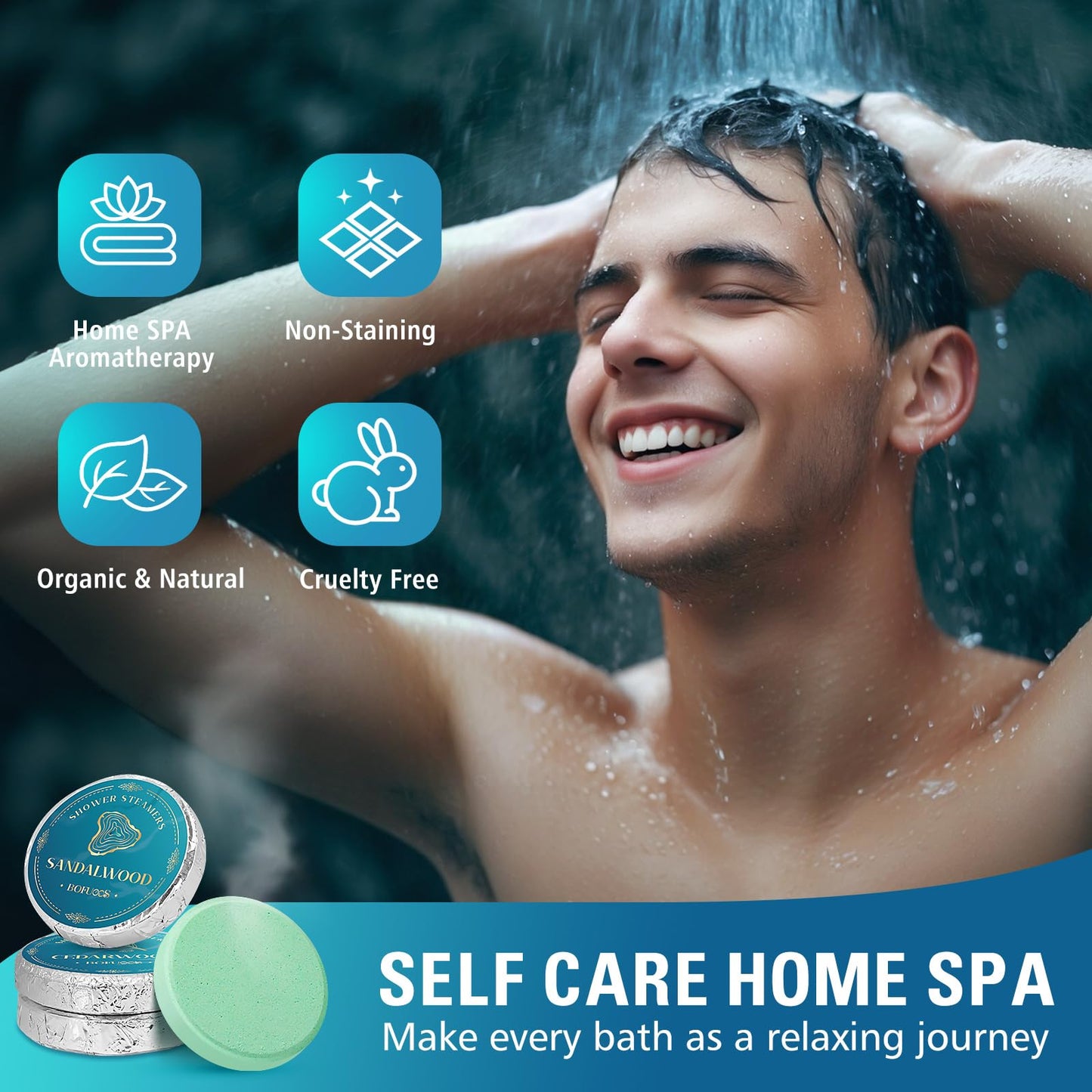 Shower Steamers Aromatherapy, Dad Gifts for Fathers Day, Birthday Gifts for Men Boyfriend Dad Teen Boys, SPA Self Care Relax Natural Essential Oils Bath Bombs