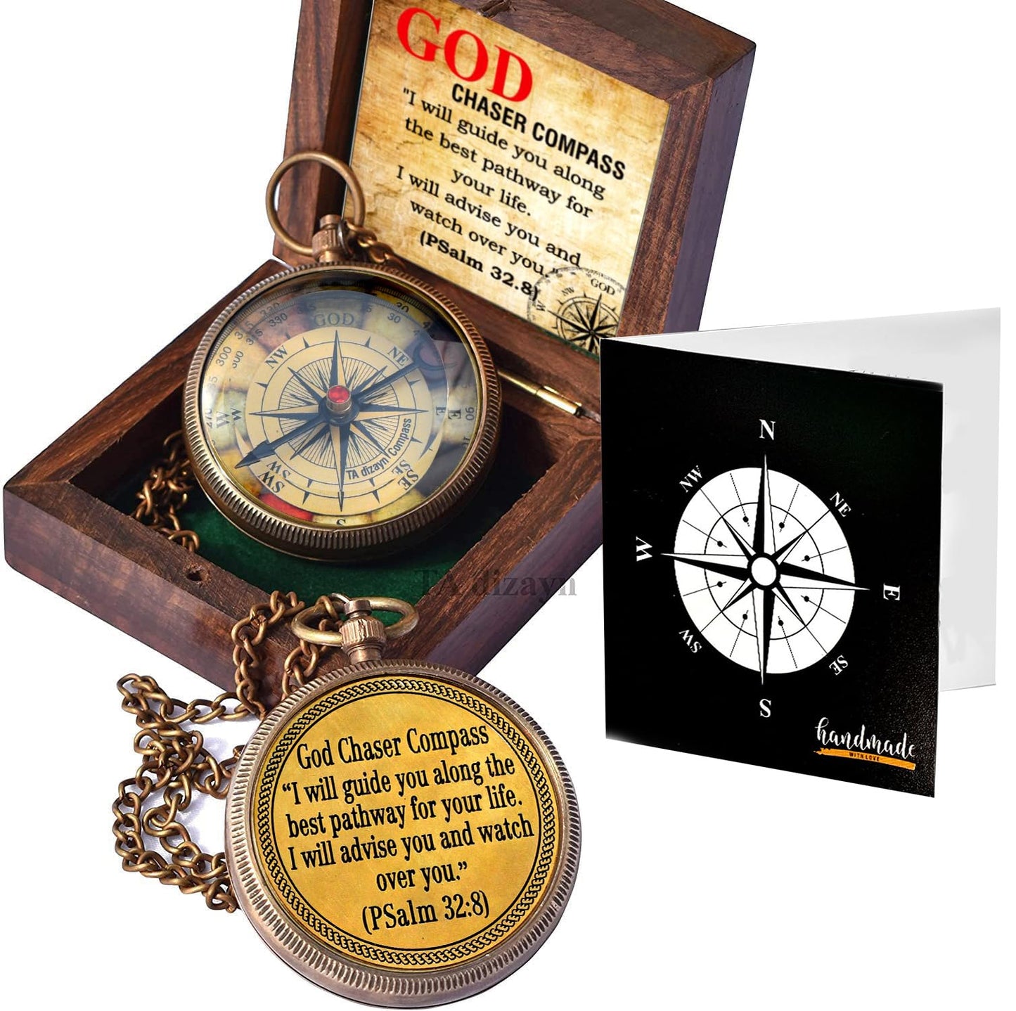 Be Strong and Courageous, Joshua 1:9, Solid Brass Directional Engraved Compass, Baptism Gifts for Boys Girls, First Communion, Christian Gifts for Men, First Confirmation Gifts for Boys