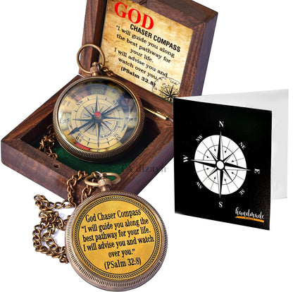 Be Strong and Courageous, Joshua 1:9, Solid Brass Directional Engraved Compass, Baptism Gifts for Boys Girls, First Communion, Christian Gifts for Men, First Confirmation Gifts for Boys