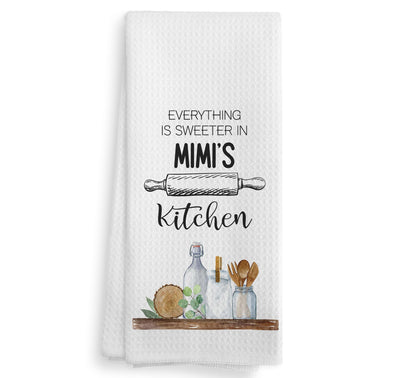 Mimi's Kitchen Towels and Dishcloths, Mimi Gifts Gift for Grandma from Grandkids, Mimi Gifts for Mothers Day Christmas Birthday, Mimi Drying Cloth Hand Towels Tea Towels for Kitchen, 16×24 Inches