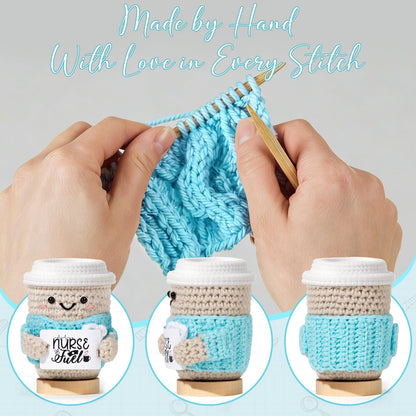 Nurse Gifts for Women with Crochet Coffee Doll,Cute Nurse Appreciation Gift,Handmade Knitted Coffee Plush with Encouragement Card, Thank You Gift for Nurses, Nursing Student,Graduation,Nurse Week