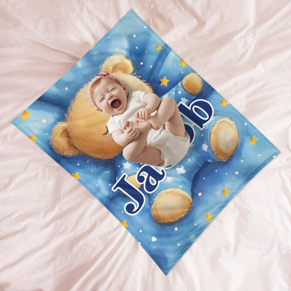 Ship Next Day, Personalized Baby Blanket for Boys Girls:Made in USA, Custom Baby Blanket with Name Soft Plush Flannel, Easter Christmas Brithday Gifts for Baby Shower Kids Toddlers Newborn