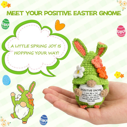 Easter Positive Gnome, Crochet Gnome, Emotional Inspirational Support Knitted Doll, Easter Basket Stuffer, Inspirational Gnome Gifts for Women
