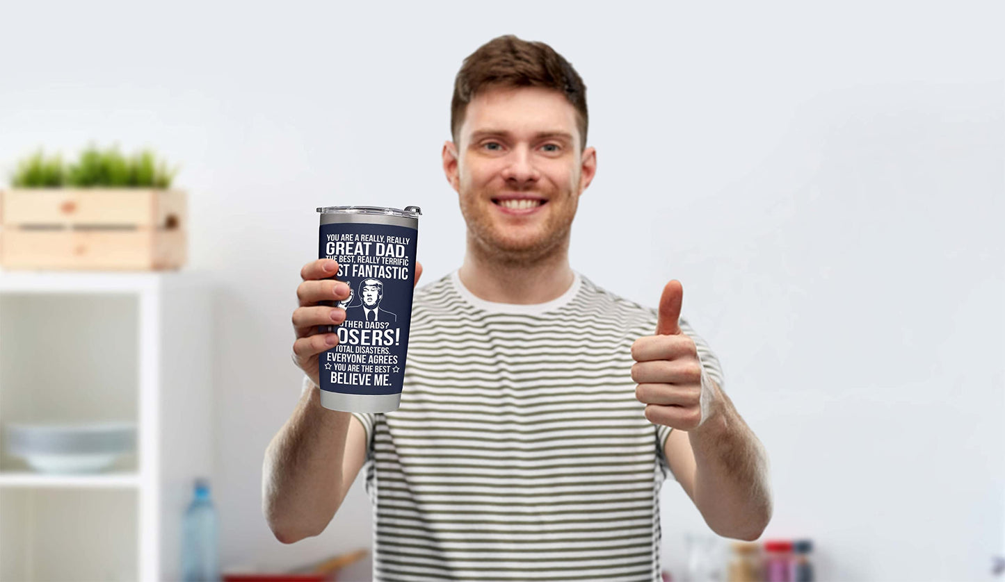 Fathers Day Gift for Dad from Daughter, Son, Kids - Funny Fathers Day Tumbler - Gifts for Husband from Wife - Present for Father - Dad Birthday Gift, Insulated Stainless Steel Tumbler 20oz, Navy