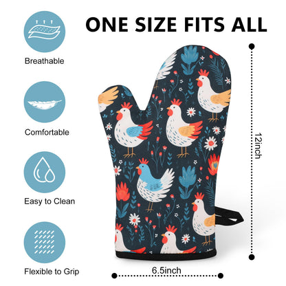 Miracu Oven Mitts Set, Cute Chicken Gifts for Chicken Lovers, Funny Kitchen Decor, Rooster Gifts for Women Mom Her Lady Owner - Bday, Mothers Day Baking Accessories Stuff, Cooking Themed Present Idea