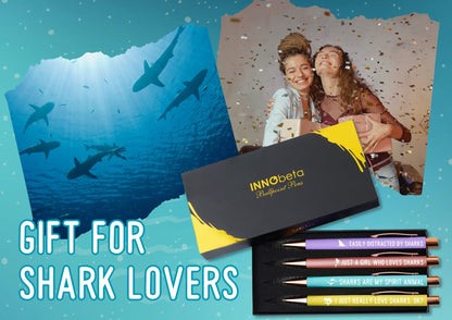InnoBeta Shark Gifts for Women, Girls, Ballpoint Pen Set of 4, Shark Stuff for Shark Lovers, Shark Mom Gifts for Birthdays, Christmas