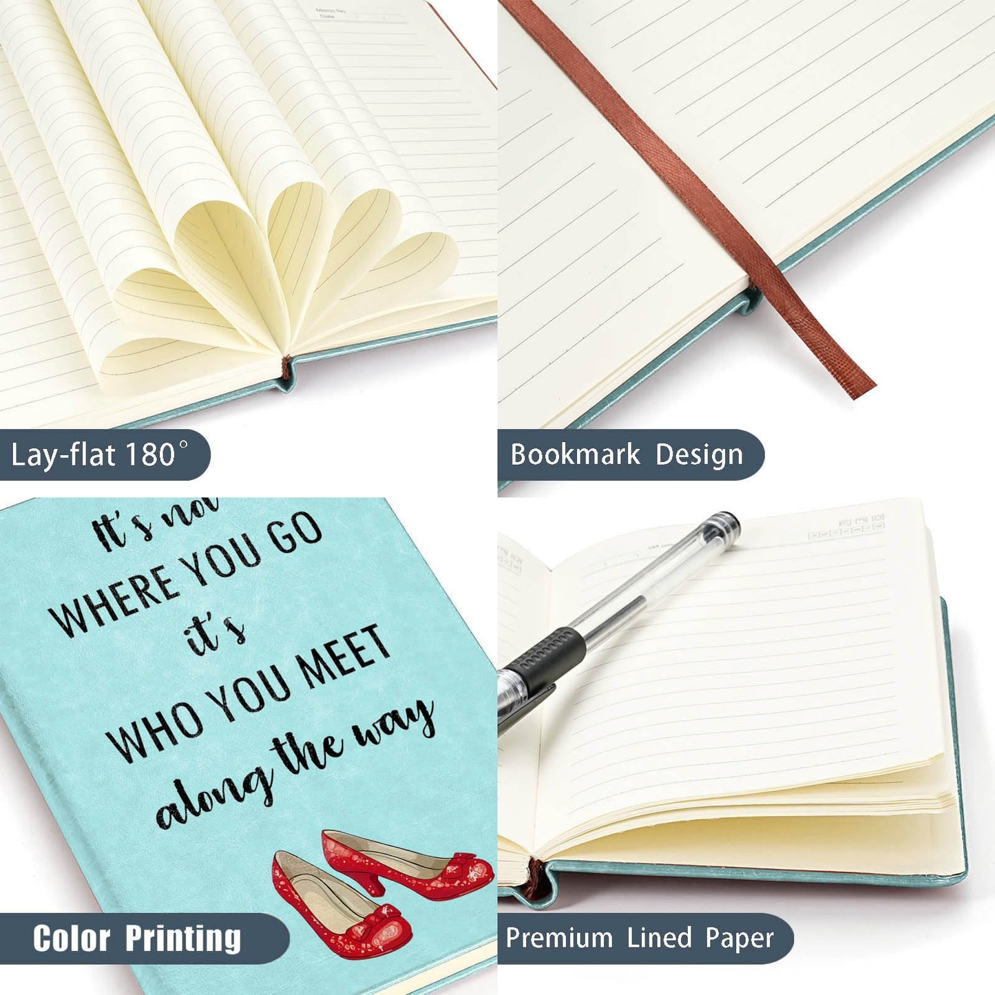 JOHSBYD Wizard Inspirational Gifts Journal Notebook It's Not Where You Go Leather Notebook Inspired Gifts Cosplay Dorothy Notebook Gifts for Fans Collectors Friends(It's Not Where You Go)