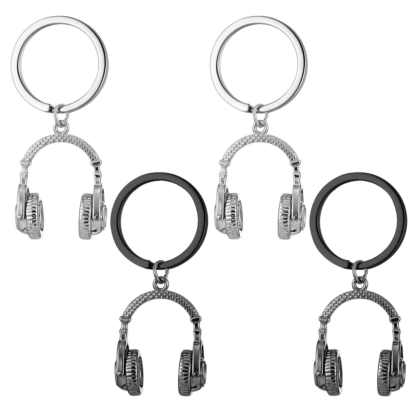 Sureio 4 Pcs Headphone Keychain Mini Music Keychain Singer Music Lover Dj Gifts Headset Keyring Party Favors Purse Bag Jewelry Accessories for Man and Women Graduation Gift