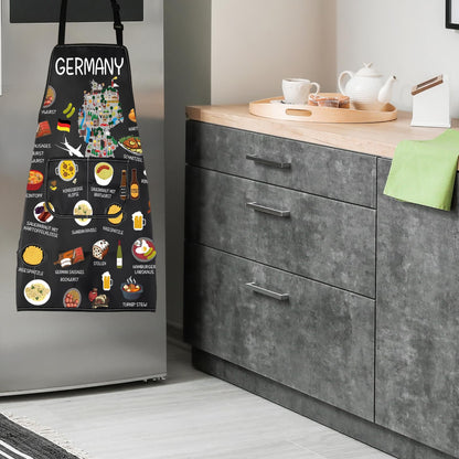 Germany Country Map Europe Cuisine Lover Kitchen Apron Mom Dad BFF German Food Cooking Travel Apron