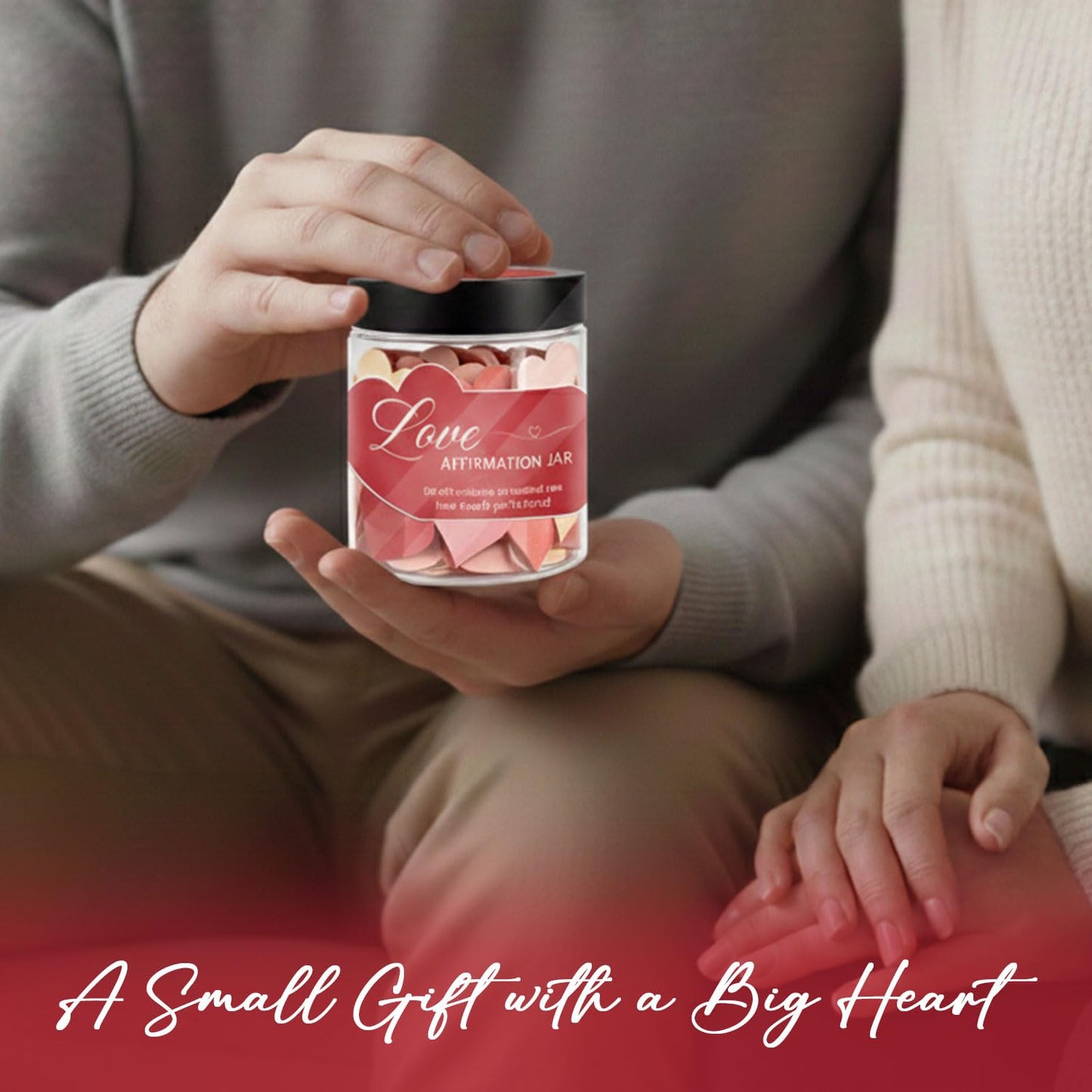 Love Affirmation Jar, Valentines Day Gift for Her or Him, 60 Heartfelt Love Notes, Romantic Gift for Wife, Husband, Girlfriend, Boyfriend, Valentines Day Gift
