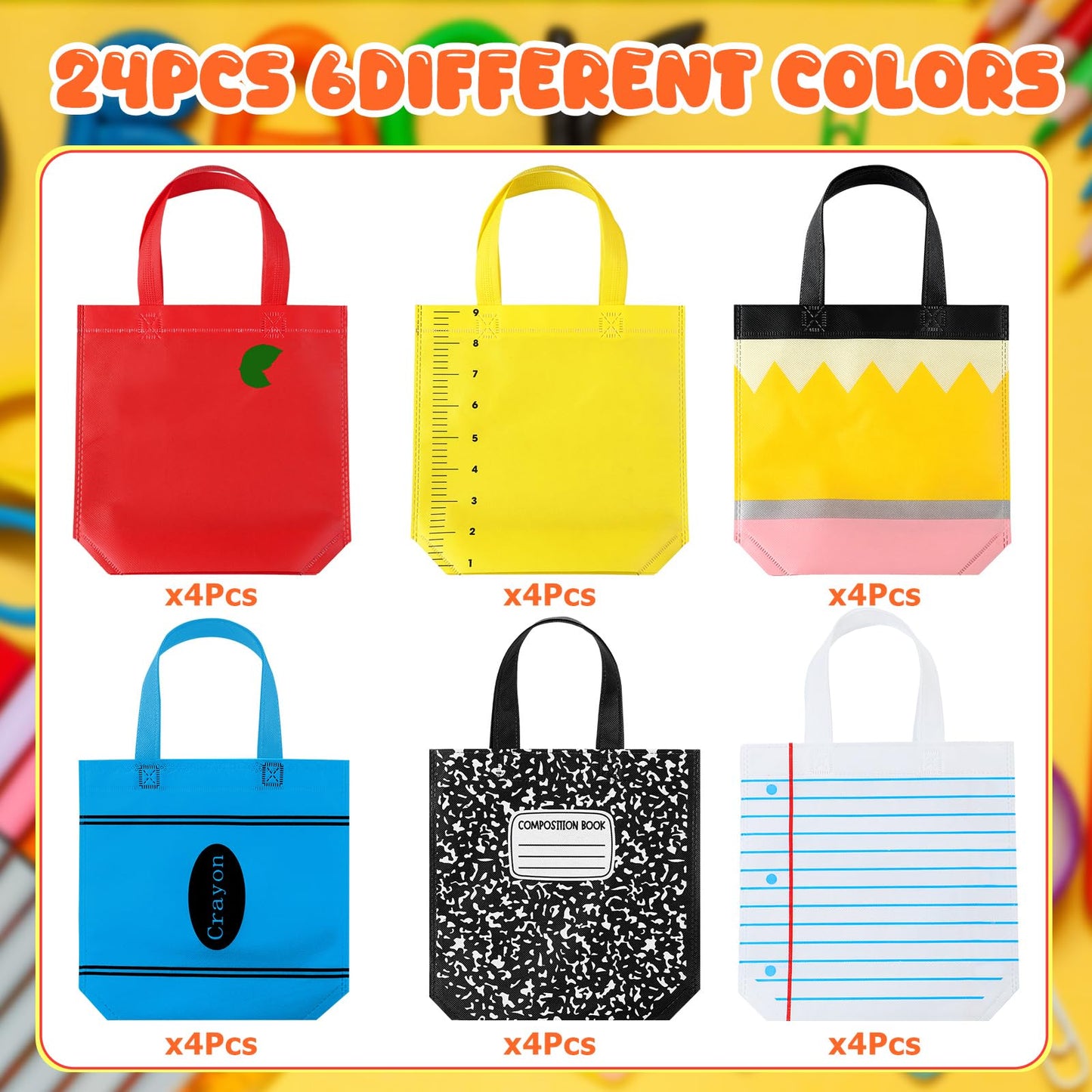 Hosuly 24 Pcs Pre-K Graduation Gifts School Tote Bags End of Year Gift Bags Bulk Goodies Decor for Teacher Appreciation Preschool Kindergarten Graduation Back to School Party Supplies