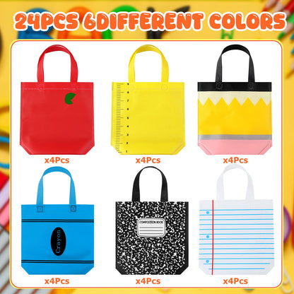 Hosuly 24 Pcs Pre-K Graduation Gifts School Tote Bags End of Year Gift Bags Bulk Goodies Decor for Teacher Appreciation Preschool Kindergarten Graduation Back to School Party Supplies