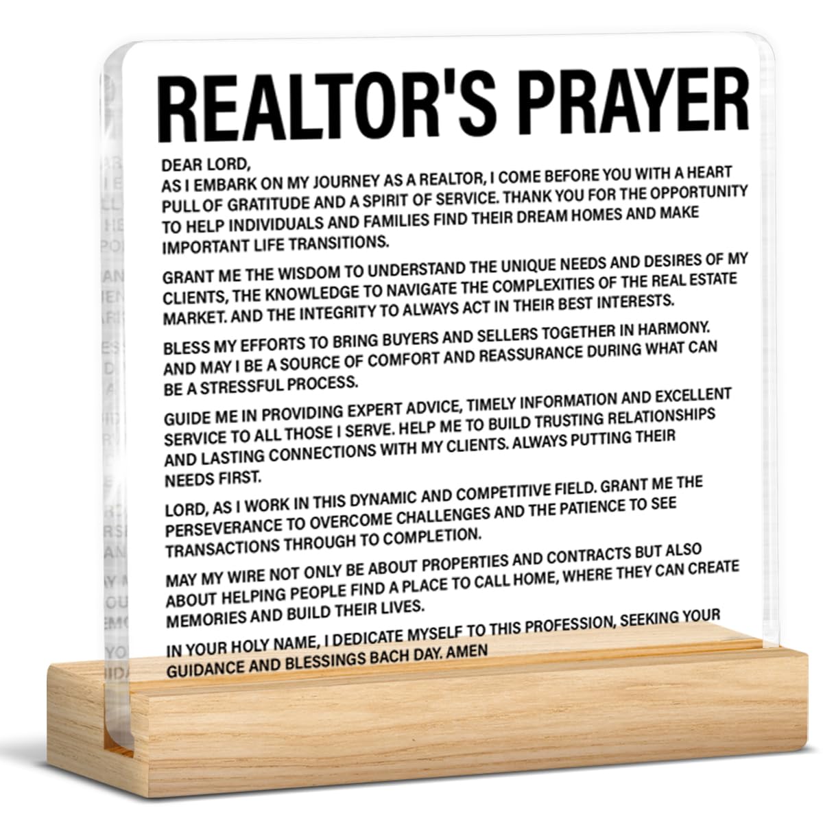 Realtor Gifts for Women Men, Religious Christmas Birthday Gifts for Real Estate Agent, Realto's Prayer Acrylic Plaque Sign Home Office Decor