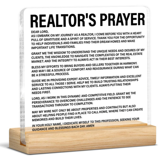Realtor Gifts for Women Men, Religious Christmas Birthday Gifts for Real Estate Agent, Realto's Prayer Acrylic Plaque Sign Home Office Decor
