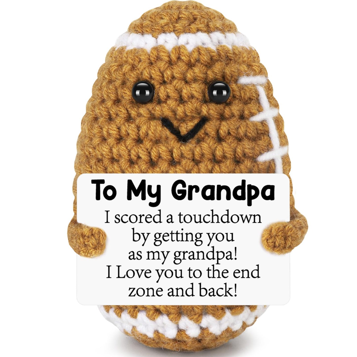 Mini Funny Grandpa Fathers Day Birthday Gifts from Grandkids, Handmade Crochet Football Grandpa Gifts from Granddaughter Grandson Cute Decor, Great Grandfather Grandparents Present for Father's Day