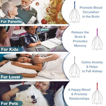 HOFASON Head Scratcher Stocking Stuffers for Adults Women Men Teen Girls Boys, 4pcs Head Massager Scalp, Funny White Elephant Gifts, Christmas Bulk Gifts for Mom Dad Him Her Birthday Gift Prizes