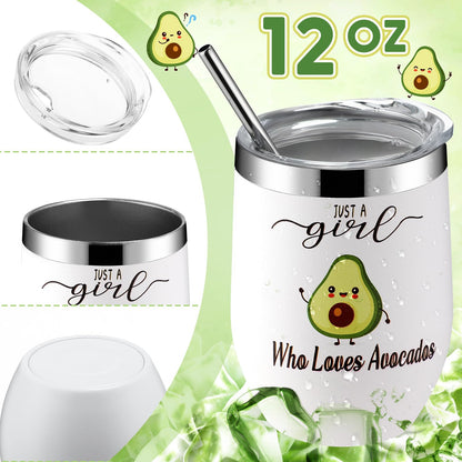 6 Pcs Funny Gift Baskets for Women Girls Pickle Avocado Socks with Vegetable Animals Makeup Bag Insulated Tumbler Keychain Greeting Card Pen for Christmas Birthday Party(Avocados)