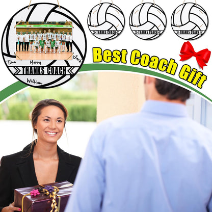 Cinnvoice 4 Set Volleyball Thanks Coach Picture Frames with Signature Pens Fits 4 x 6 Inches Photos Wooden Picture Frame Thanks Volleyball Coach Gift from Team Coaches Appreciation Home Plate Plaque