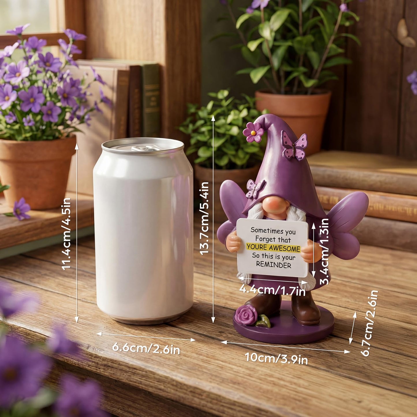 Lavezee Inspirational Gnomes Gifts, Purple Spring Gnome Gift with Sometimes You Forget Your Awesome, Encouragement Gifts for Women, Mom, Sister,Wife, Girlfriend