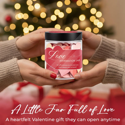 Love Affirmation Jar, Valentines Day Gift for Her or Him, 60 Heartfelt Love Notes, Romantic Gift for Wife, Husband, Girlfriend, Boyfriend, Valentines Day Gift