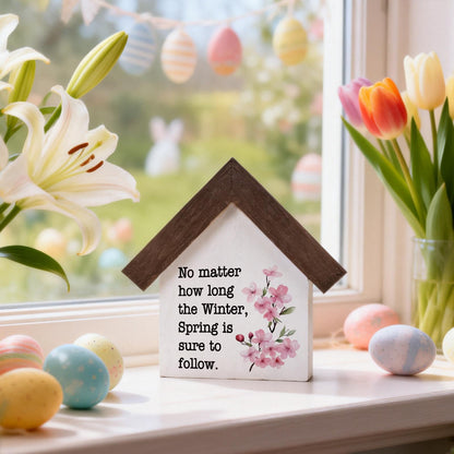 MBL Spring Decorations for Home Office - Wood Spring Inspirational Gifts Easter Basket Stuffers Essentials Farmhouse Rustic Table House Bedroom Living Room Tiered Tray Decor for Women Men Coworkers