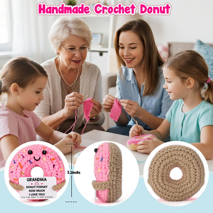 Grandma Gifts for Birthday Christmas - Funny Handmade Crochet Donut Gifts for Grandmother Nana Gigi Mimi, Grandparents Day Mothers Day Present from Granddaughter Grandson Grandkids