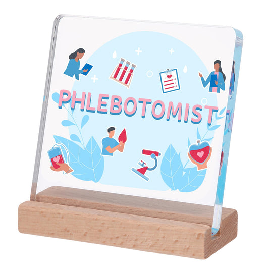 Vicenpal Phlebotomy Gift Cna Week Gift Clear Acrylic Plaque Nursing School Graduation Gifts Desk Decorative Sign for Nurse Friend Coworker Staff Medical Assistant Essentials Accessories