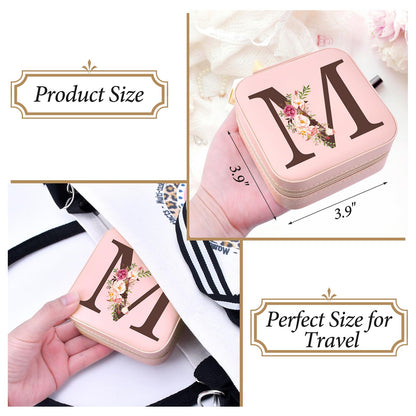 Inngeroo Personalized Graduation Gifts for Women - Customized Teacher Appreciation Gifts - Travel Jewelry Case Box Organizer for Wife Daughter Aunt Friend Grandma - Initial M