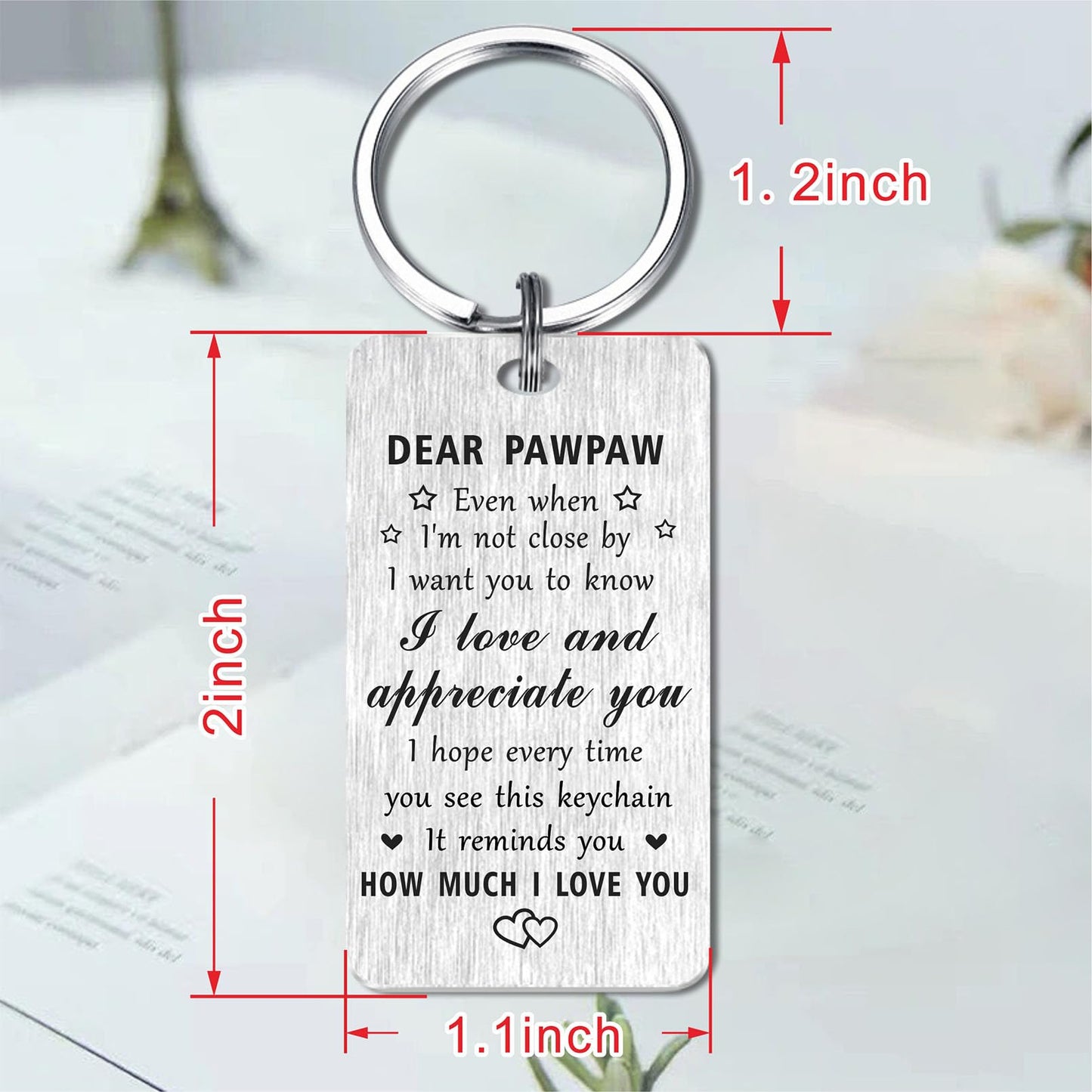 Jzxwan I Love You Pawpaw Gifts, Appreciate Pawpaw Birthday Keychain, Best Key Chain Present from Grandkids