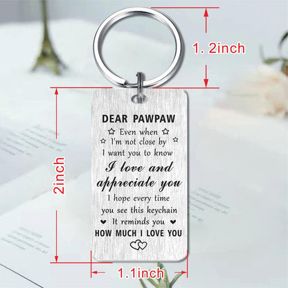 Jzxwan I Love You Pawpaw Gifts, Appreciate Pawpaw Birthday Keychain, Best Key Chain Present from Grandkids