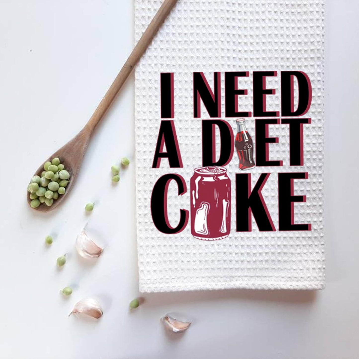 ZJXHPO Diet Drinks Kitchen Towel - Waffle Weave, Polyester/Polyamide Blend, 16"x24", Need Diet Towel